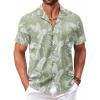 imageCOOFANDY Mens Hawaiian Floral Shirts Short Sleeve Button Down Shirts Tropical Summer Beach ShirtsA Palm Leafgreen