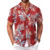 imageCOOFANDY Mens Hawaiian Floral Shirts Short Sleeve Button Down Shirts Tropical Summer Beach ShirtsLeavesred