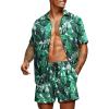 imageCOOFANDY Mens Hawaiian Matching Set Summer Beach 2 Piece Outfits Flower Button Down Shirts and Shorts Vacation OutfitsBaliwhite
