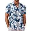 imageCOOFANDY Mens Hawaiian Shirt Short Sleeve Button Down Shirt Tropical Summer Beach ShirtLeafblue