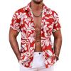 imageCOOFANDY Mens Hawaiian Shirt Short Sleeve Button Down Shirts Tropical Summer Beach Shirts Casual Floral Aloha ShirtsAredwhite Floral