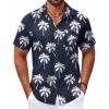 imageCOOFANDY Mens Hawaiian Shirt Short Sleeve Casual Button Down Tropical Summer Beach Aloha ShirtsNavycoconut Tree