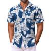 imageCOOFANDY Mens Hawaiian Shirt Short Sleeve Floral Button Down Shirts Tropical Vacation Beach Shirts with PocketBlue  White Flower