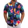 imageCOOFANDY Mens Hawaiian Tropical Shirt Short Sleeve Casual Button Down Floral Summer Beach Shirts with PocketBlack Leaf  Flower