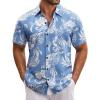 imageCOOFANDY Mens Hawaiian Tropical Shirt Short Sleeve Casual Button Down Floral Summer Beach Shirts with PocketBlue Flowers