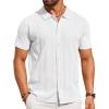 imageCOOFANDY Mens Knit Shirt Short Sleeve Button Down Shirts Casual Summer Beach Vintage Polo ShirtsWhite