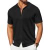 imageCOOFANDY Mens Knit Shirts Short Sleeve Button Down Shirt Casual Summer Beach ShirtBlack