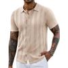imageCOOFANDY Mens Knit Shirts Short Sleeve Casual Button Down Polo Shirt Summer Beach Vacation ShirtsBeige White