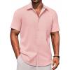 imageCOOFANDY Mens Linen Short Sleeve Button Down Shirts Casual Summer Beach Vacation ShirtsVeiled Rose