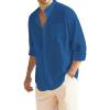 imageCOOFANDY Mens Long Sleeve Cotton Linen Shirt Beach Button Down Shirts Casual Button Up Shirt Summer Yoga Tops with PocketDenim Blue