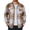 imageCOOFANDY Mens Long Sleeve Flannel Shirts Fashion Plaid Jacket Casual Button Down Shirt with PocketsKhaki