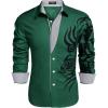 imageCOOFANDY Mens Print Button Down Dress Shirt Fashion Long Sleeve Casual ShirtsGreen Black