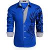 imageCOOFANDY Mens Print Button Down Dress Shirt Fashion Long Sleeve Casual ShirtsRoyal Blue
