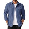 imageCOOFANDY Mens Shirt Jacket Casual Button Up Shirts Long Sleeve Lightweight Shacket with Flap PocketsDenim Blue