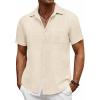imageCOOFANDY Mens Short Sleeve Button Down Shirt Casual Summer Beach Untucked Vacation Textured Shirts with PocketVanilla Ice