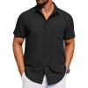 imageCOOFANDY Mens Short Sleeve Button Down Shirt Casual Untucked Dress Shirt Stretch Denim ShirtBlack