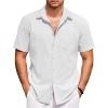 imageCOOFANDY Mens Short Sleeve Button Down Shirts 100 Cotton Beach Style Textured ShirtsWhite