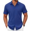 imageCOOFANDY Mens Short Sleeve Button Down Shirts Casual Dress Shirts for Men Summer Untucked Shirts with PocketRoyal Blue