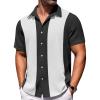 imageCOOFANDY Mens Short Sleeve Button Down Shirts Waffle Shirt Casual Beach Summer Shirts Wrinkle Free Vacation ShirtsBlack White