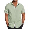 imageCOOFANDY Mens Short Sleeve Button Down Shirts Wrinkle Free Casual Summer Shirts Business Dress ShirtsLight Green