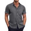imageCOOFANDY Mens Short Sleeve Button Down Shirts Wrinkle Free Dress Shirts Casual Polka Dot Print Shirt with PocketBlackwindmill