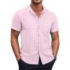 imageCOOFANDY Mens Short Sleeve Button Down Shirts Wrinkle Free Dress Shirts Casual Polka Dot Print Shirt with PocketPink