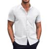 imageCOOFANDY Mens Short Sleeve Button Down Shirts Wrinkle Free Dress Shirts Casual Polka Dot Print Shirt with PocketWhite