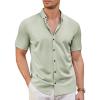 imageCOOFANDY Mens Short Sleeve Casual Button Down Shark Shirts Wrinkle Free Untucked Shirt Summer Stretch Dress ShirtsLight Green