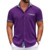 imageCOOFANDY Mens Short Sleeve Dress Shirts Casual Wrinkle Free Shirt Plaid Collar Summer Button Down ShirtsDark Purple