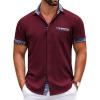 imageCOOFANDY Mens Short Sleeve Dress Shirts Casual Wrinkle Free Shirt Plaid Collar Summer Button Down ShirtsWine Red