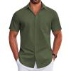 imageCOOFANDY Mens Short Sleeve Dress Shirts Wrinkle Free Business Casual Button Down Shirt with PocketArmy Green