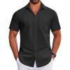 imageCOOFANDY Mens Short Sleeve Dress Shirts Wrinkle Free Business Casual Button Down Shirt with PocketBlack