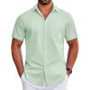 imageCOOFANDY Mens Short Sleeve Dress Shirts Wrinkle Free Business Casual Button Down Shirt with PocketLight Green