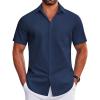 imageCOOFANDY Mens Short Sleeve Dress Shirts Wrinkle Free Business Casual Button Down Shirt with PocketNavy Blue