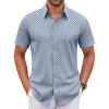 imageCOOFANDY Mens Stretch Dress Shirts Short Sleeve Wrinkle Free Casual Button Down ShirtsBlue Pattern