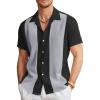 imageCOOFANDY Mens Vintage Bowling Shirt Short Sleeve Button Down Summer Cuba Beach ShirtsBlack Dark Gray