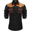 imageCOOFANDY Mens Western Cowboy Shirt Embroidered Long Sleeve Slim Fit Casual Cotton Button Down Hippie Shirts with PocketsBlack