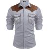 imageCOOFANDY Mens Western Cowboy Shirt Embroidered Long Sleeve Slim Fit Casual Cotton Button Down Hippie Shirts with PocketsGrey