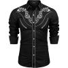 imageCOOFANDY Mens Western Cowboy Shirt Long Sleeve Slim Fit Rose Embroidered Cotton Casual Button Down ShirtsBlack