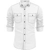imageCOOFANDY Mens Western Cowboy Shirts Cotton Long Sleeve Shirts with Two Pockets EmbroideredWhite