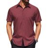 imageCOOFANDY Mens Wrinkle Free Dress Shirt Polka Dot Short Sleeve Button Down Business Casual ShirtsWine Redpolka Dots