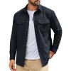 imageCOOFANDY Work Shirts for Mens Long Sleeve Casual Button Down Shirt Mens Shacket with Flap PocketsDark Blue