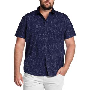 imageCOOFANDY Big ampamp Tall Dress Shirts for Men Short Sleeve Button Down Casual ShirtsNavy  Anchor Pattern