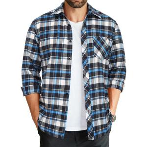 imageCOOFANDY Mens Flannel Plaid Shirts Long Sleeve Button Down Shirts Casual Fall Shirt JacketBluewhite