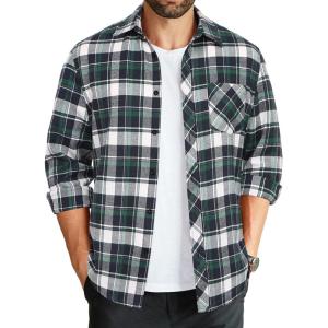 imageCOOFANDY Mens Flannel Plaid Shirts Long Sleeve Button Down Shirts Casual Fall Shirt JacketGreenwhite