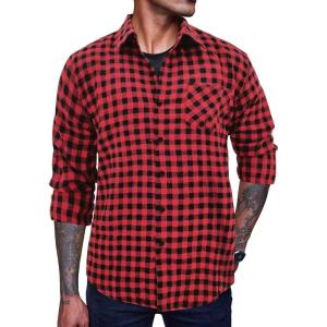 imageCOOFANDY Mens Flannel Plaid Shirts Long Sleeve Casual Cotton Button Down Shirts2  Pat1