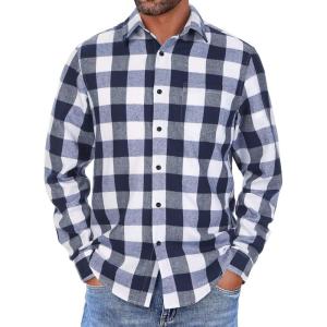 imageCOOFANDY Mens Flannel Shirts Long Sleeve Button Down Shirt with Pocket Casual Shirts Work Shirts for MenNavy Buffalo Plaid