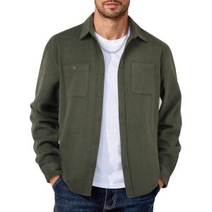 imageCOOFANDY Mens Flannel Shirts Long Sleeve Casual Cotton Plaid Button Down Shirt Jacket with PocketsArmy Green