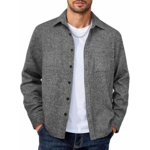 imageCOOFANDY Mens Flannel Shirts Long Sleeve Casual Cotton Plaid Button Down Shirt Jacket with PocketsPureblack
