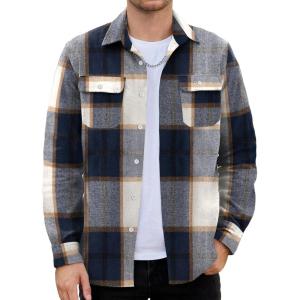 imageCOOFANDY Mens Flannel Shirts Long Sleeve Plaid Shirt Jacket Button Down Shirt with PocketsBlue
